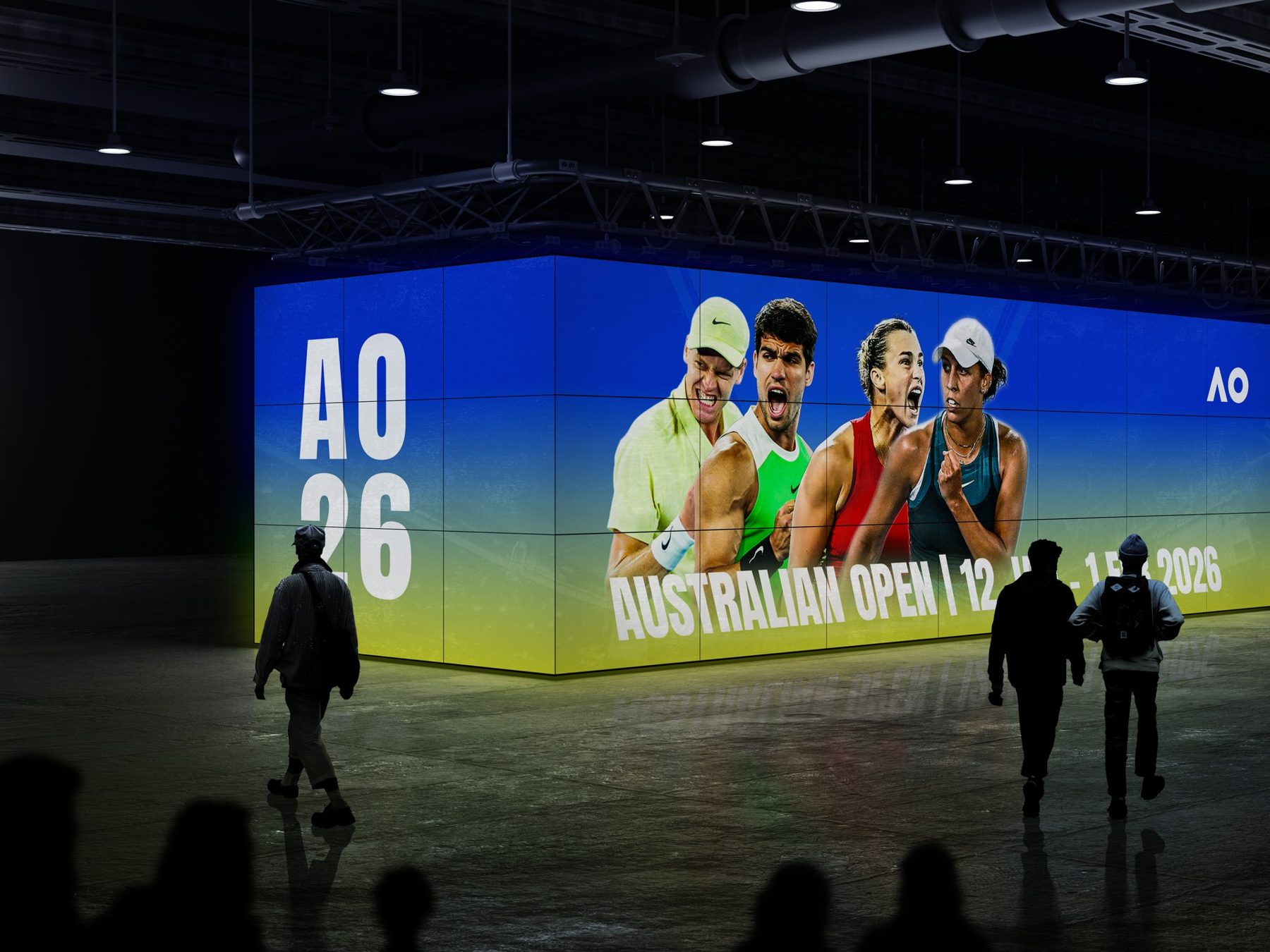 Australian Open 2026 visual on a stadium LED wall